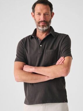 Faherty Men's Dark Brown Pocket Polo